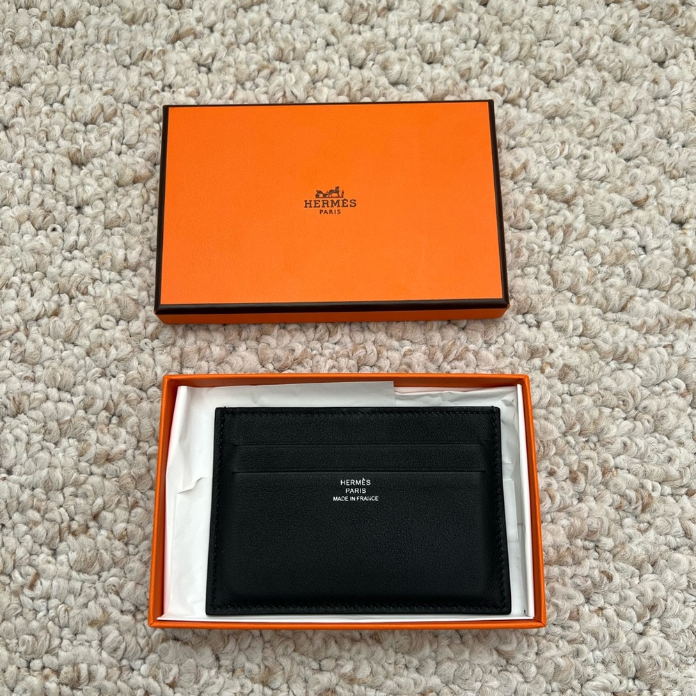 Hermes Black Leather Card Holder